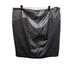 Juna Rose Black Multi Media Faux Leather Mini Skirt Size 1x